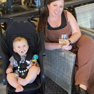 Outside on the patio for lunch with my little.