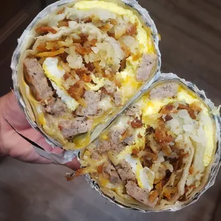 Sausage breakfast burrito