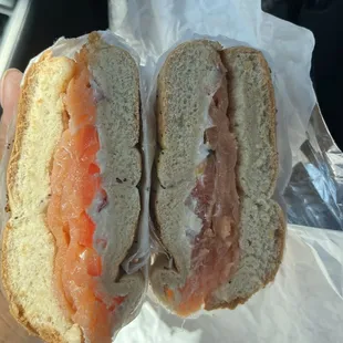 Everything bagel with lox and cream cheese