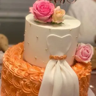 Bridal gown wedding cake. Beautiful!