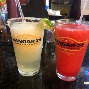 Lemon and strawberry margarita I wanted it in a margarita glass.