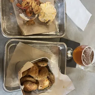 Bison slider and fried pickles