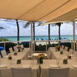 The dining area set up for a private event