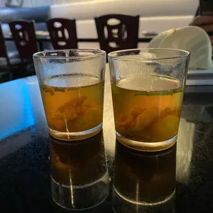 Uni Shooters (mostly sake with Uni and quail egg)
