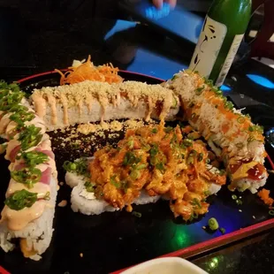 Pretty but not amazingly fresh. Few hard rice bits as well.