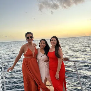 Sunset at the bow of the boat