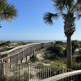 a boardwalk leading to the beach