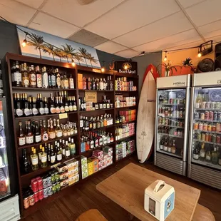 The view of my table with wines, spirits and beer and other beverage options