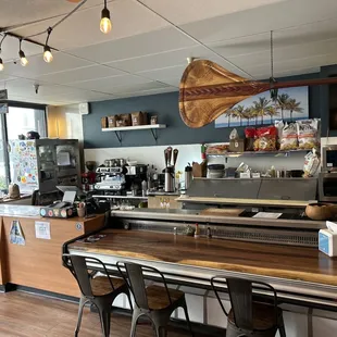 a view of the kitchen and dining area