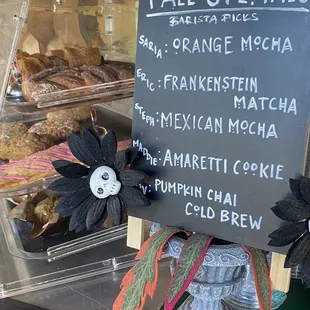 Fall drinks made by the baristas