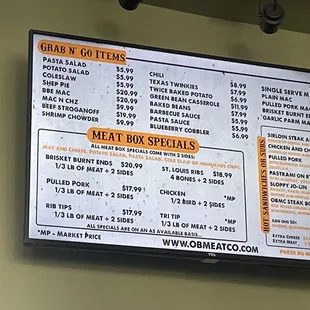 Sandwich/subs sides menu