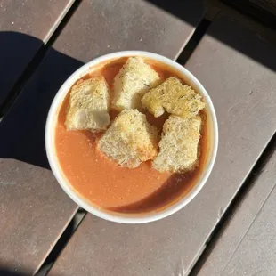 The Tomato Corn Bisque from our Vegan Deli.