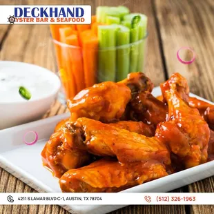 Savor the irresistible flavor of Deckhand Oyster Bar's delectable chicken wings, perfect for any occasion!