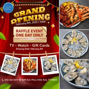 GRAND OPENING: February 8th, 2025 
 We warmly welcome everyone to Ocean Blue Oyster Bar's Grand Opening!