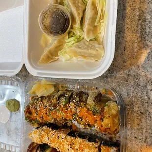 two containers of food