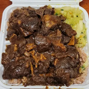 Oxtail, rice, beans and cabbage!