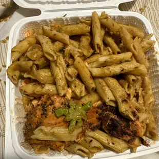 Salmon and shrimp Rasta pasta