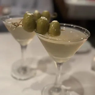 Dirty martini with bleu cheese olives