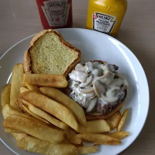 Mushroom &amp; Swiss burger, deluxe