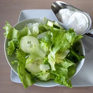 This green salad came with my Mushroom &amp; Swiss burger deluxe.