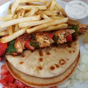 Chicken Kabob 7.99 with soup or salad