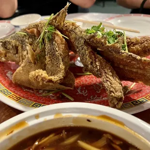 Great Fried fish and sweet and sour sauce
