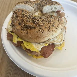 Bacon Egg on an everything Bagel!