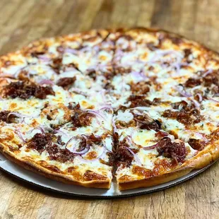 Bacon and onion pizza