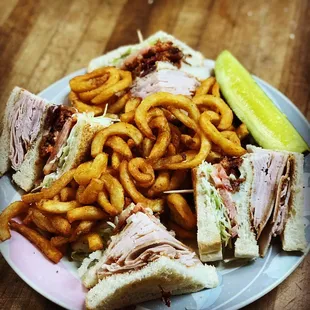 Turkey Club with Curly Fries