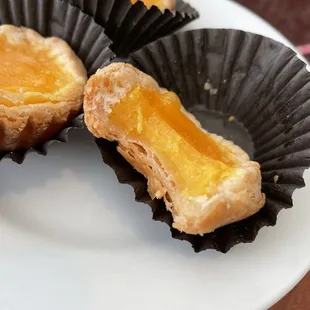 One bite of the egg tarts - basically overdone and inedible