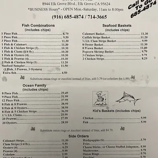 Menu as of July 2021