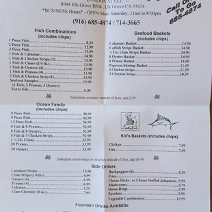 Menu as of 1/28/2023