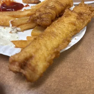 Fish and chips, half eaten