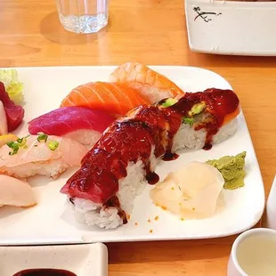 a plate of sushi