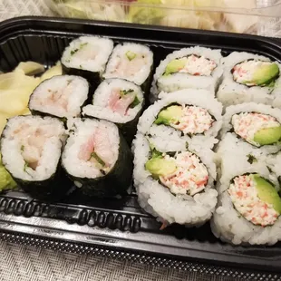 Ocean Fish Sushi &amp; Grill - Negihama roll (left), California roll (right)