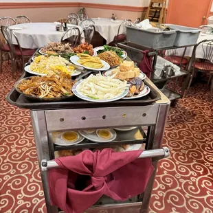 A dim sum cart.