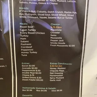 sandwiches, menu