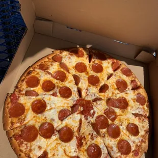 Delicious pepperoni pizza ! Call us to order ahead save on the wait time!
