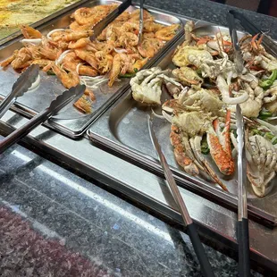 a variety of seafoods