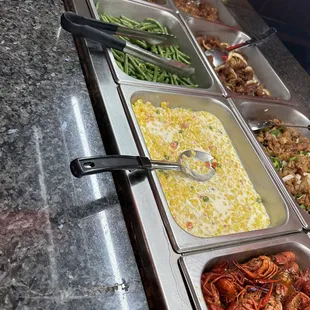 a variety of seafood dishes