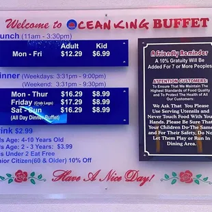 Price menu list