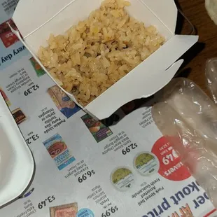 two take out boxes of food