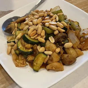 a plate of stir fried vegetables