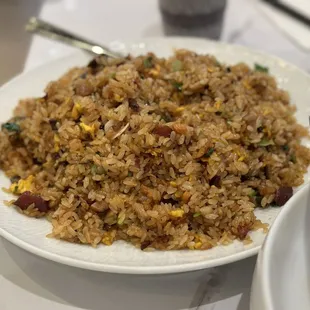 Sticky rice with cured meats. Yum!