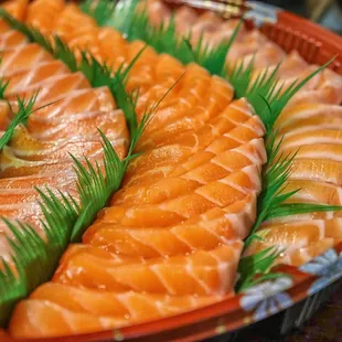 a platter of salmon
