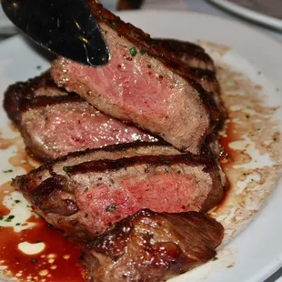 The 16oz Ribeye was cooked perfectly. It was well-marbled (but lean trimmed) &amp; robust in rich beef flavor.