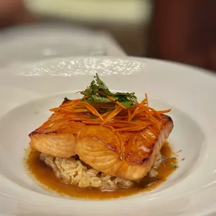 TERIYAKI SALMON* Shiitake Sticky Rice, Soy Butter Sauce