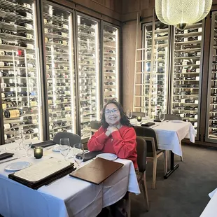 The private dining in Meritage room. Just four tables and two walls of wine.