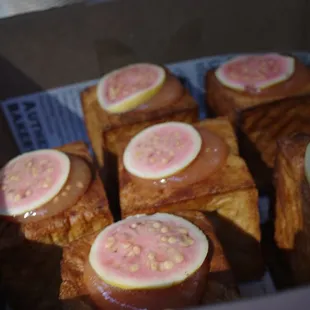 Custom ordered guava Square croissants