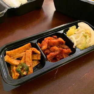 The sides given to go when purchasing the 1. Sokcho Sashimi Mix Bowl 4.2020